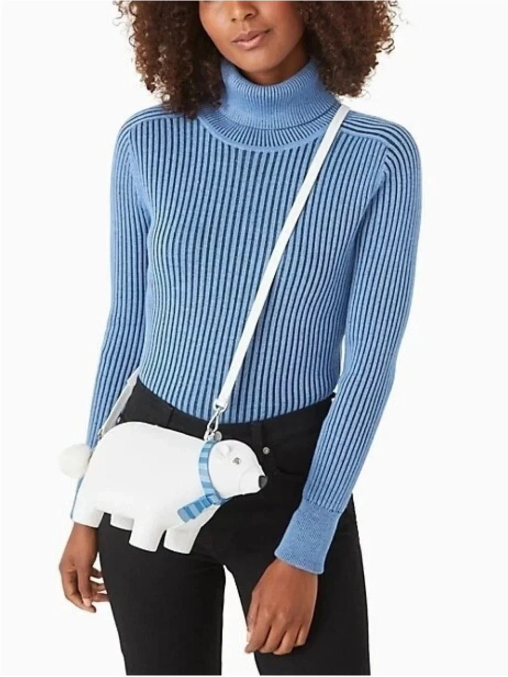kate spade NWOT White Pebbled Leather Novelty polar bear crossbody Bag